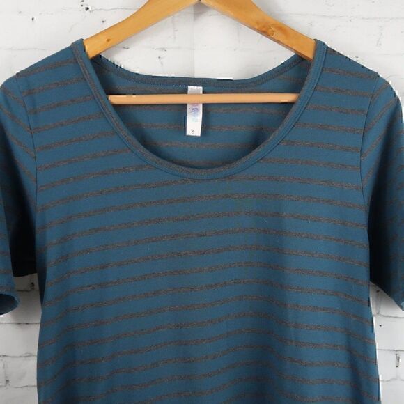 LULAROE TEAL & GREY SHORT SLEEVE MATERNITY TOP SIZE SMALL - Picture 4 of 8